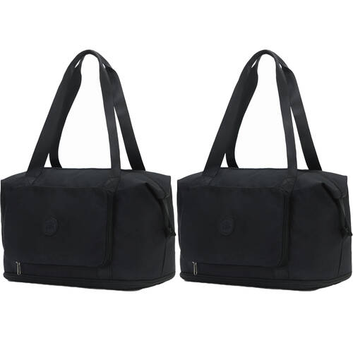 2PK Tosca Foldable & Expandable Holiday/Travel Tote Bag Black