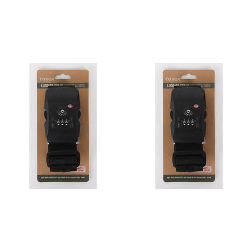 2PK Tosca Travel Luggage Suitcase Strap With TSA Lock Black