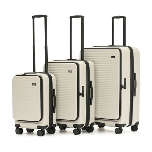 3pc Tosca Zen Travel Suitcases/Luggage Set W/ Wheels & Combination Lock Stone
