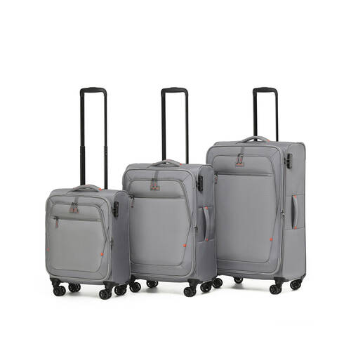 3pc Tosca Luna Lite Troller Travelling Suitcase Luggage Set Grey/Orange