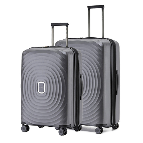 2pc Tosca Eclipse 25"/29" Checked Travel Suitcase Medium/Large - Charcoal