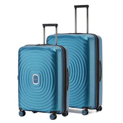 2pc Tosca Eclipse 25"/29" Checked Trolley Travel Suitcase Md/Lg - Blue