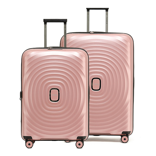 2pc Tosca Eclipse 25"/29" Checked Trolley Travel Suitcase Md/Lg - Rose Gold