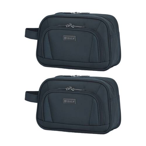 2PK Tosca Oakmont Wetpack Travel Toiletry Pouch/Bag Wash Bag Navy