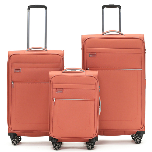 3pc Tosca Vega 21" Carry On 28/32" Trolley Case Set - Rust Suitcase Luggage