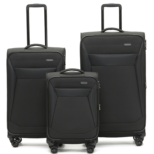 3pc Tosca Aviator 2.0 Suitcase Luggage 21" Carry On 28/32" Case Set - Black 