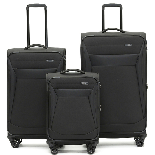 3pc Tosca Aviator 2.0 Travel 21" Carry On 28/32" Trolley Case Set - Black