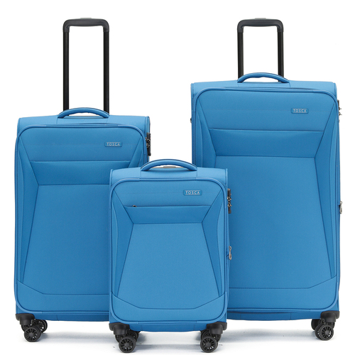 3pc Tosca Aviator 2.0 Travel 21" Carry On 28/32" Trolley Case Set - Blue