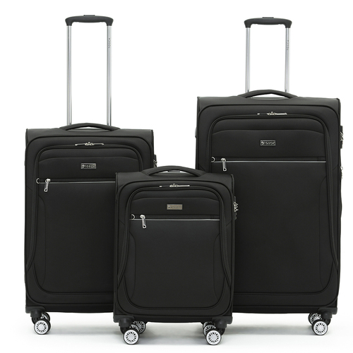 3pc Tosca Transporter Soft Shell Travel Luggage Set - Black
