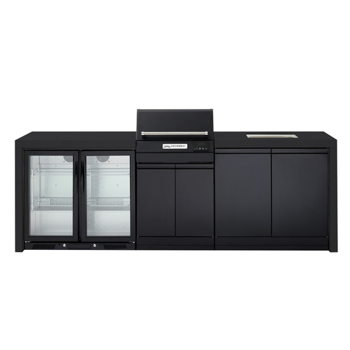 Crossray TCE22HT Extreme Electric BBQ Outdoor Kitchen w/ Dbl Fridge/Sink V12 BLK