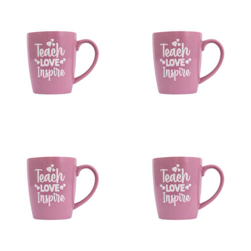 4PK Splosh Teacher Inspire Ceramic Mug w/ Handle 360ml - Pink
