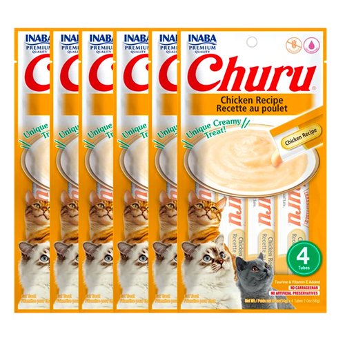 6x 4PK Inaba Churu Chicken Cat Treat Tubes 14g