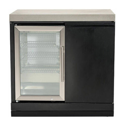 Crossray Steel Side Cabinet w/ Fridge & Door 90x90cm - Black