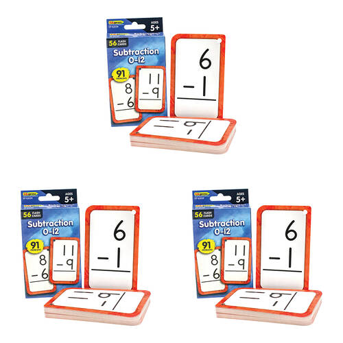 168pc Teacher Created Resources Subtraction 0-12 Math Flash Cards Kids 5y+
