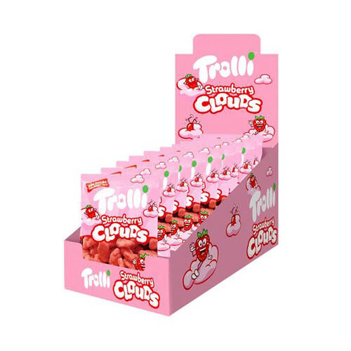 10PK Trolli Soft Strawberry Clouds Packet Chewy Candy Lollies 150g Red