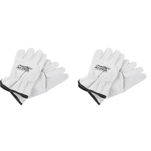 2PK Thorny Devil Gibson Heavy Duty Leather Recovery Gloves Pair - Grey/Black