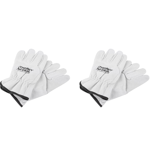 2PK Thorny Devil Gibson Heavy Duty Leather Recovery Gloves Pair - Grey/Black