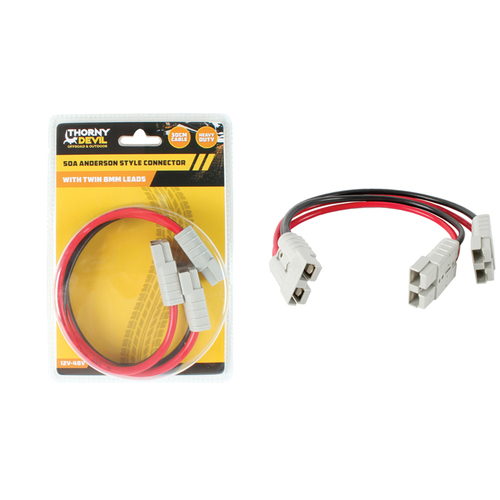 Thorny Devil 30cm/50A 8Awg Anderson Connector w/ Twin 8mm Eyelet Terminals