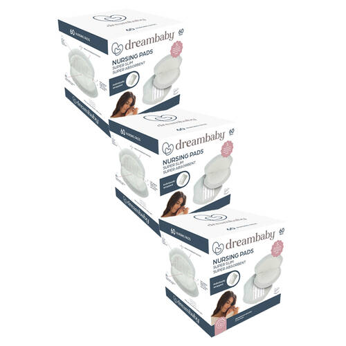 3x 60pc Dreambaby Baby Beginnings 3 Layer Super Slim Nursing Pads White