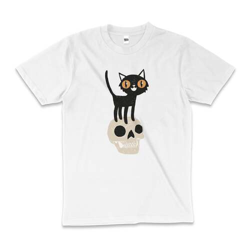 Look What the Cat Dragged In Dark Skull Cotton T-Shirt White Size 2XL