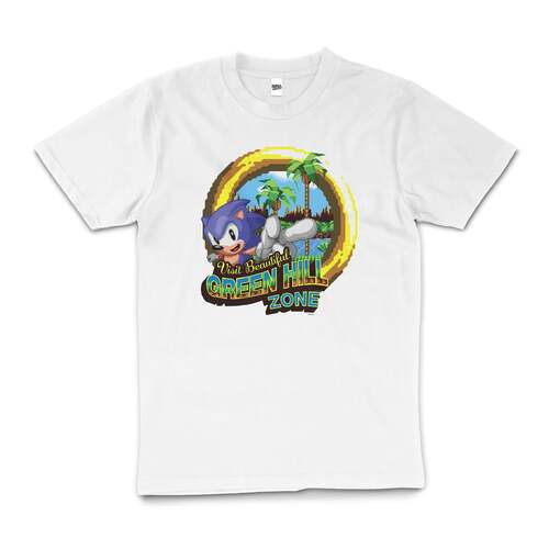 Sonic The Hedgehog 90s Green Hill Zone Cotton T-Shirt White Size 2XL