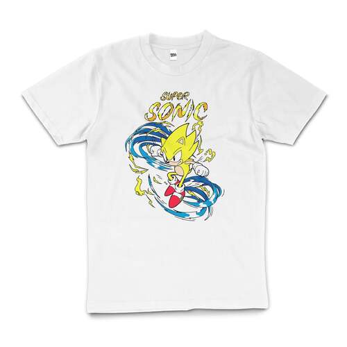 Sonic The Hedgehog Hyper Sonic 90s Game Cotton T-Shirt White Size 2XL