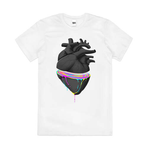Bleeding Heart Artsy Retro Anatomy Cool Cotton T-Shirt White Size 2XL