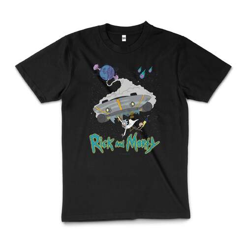 Rick And Morty Destroyed Planet Cartoon Cotton T-Shirt Black Size 4XL