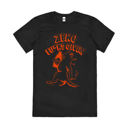 Zero F*cks Given Coyote Wolf Funny Cotton T-Shirt Black Size 4XL