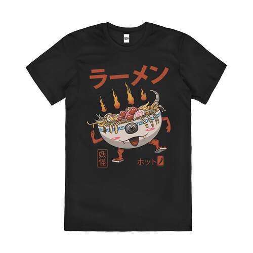 Yokai Ramen Japanese Noodle Soup Kaiju Cotton T-Shirt Black Size 4XL