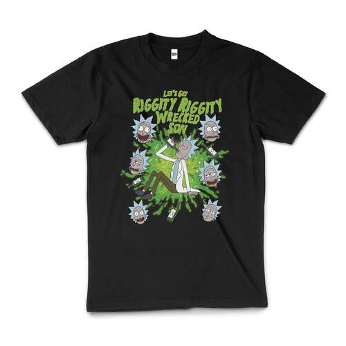 Rick And Morty Riggity Riggity Wrecked Cotton T-Shirt Black Size L