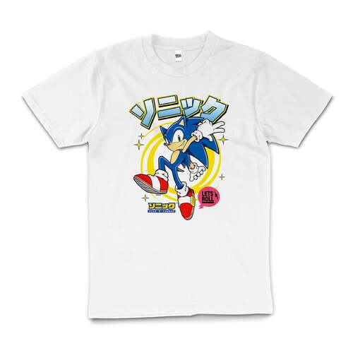 Sonic The Hedgehog Japanese Title 90s Cotton T-Shirt White Size L
