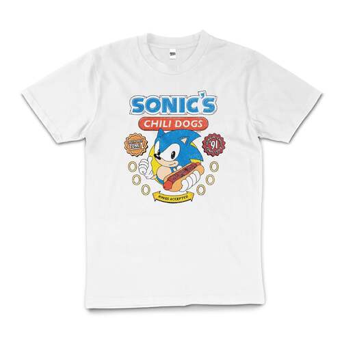 Sonic The Hedgehog Chili Dogs Retro Game SEGA T-Shirt Black Size L