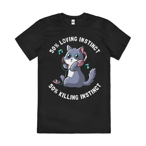 50% Loving Instinct 50% Killing Cotton Novelty T-Shirt Black Size M