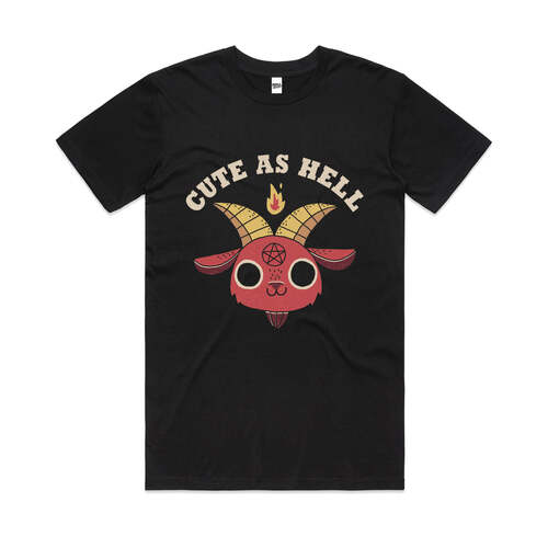 Cute As Hell Funny Humour Slogan Parody Cotton T-Shirt Black Size S
