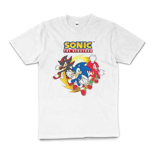 Sonic The Hedgehog Has a Posse 90s Game Cotton T-Shirt White Size S