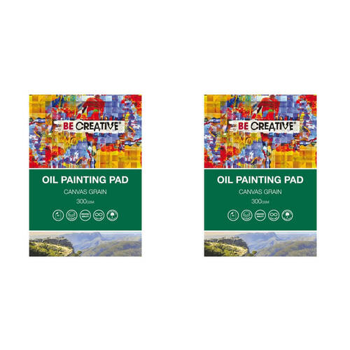 2PK Be Creative Oil Painting Heavy-Weight Paper Pad Canvas Grain 300gsm A3