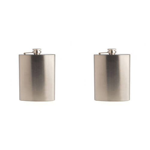 2PK Plain Flask 8Oz Classic Stainless Steel Silver Durable Hip