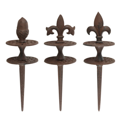 3pc Esschert Design Classic Hose Guide Cast Iron Garden Decor 31.6 cm Rust