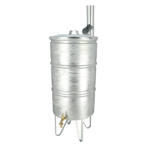 Esschert Design Zinc Rainwater Barrel 95L Outdoor Garden 108cm Silver