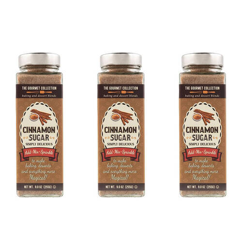 3PK Hot Shots The Gourmet Collection Baking Powder Cinnamon Sugar 255g