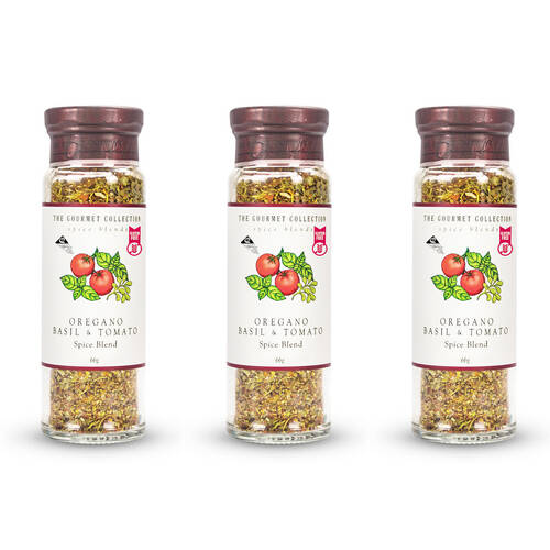 3PK Hot Shots The Gourmet Collection Spice Blend Oregano Basil &Tomato 66g Seasoning