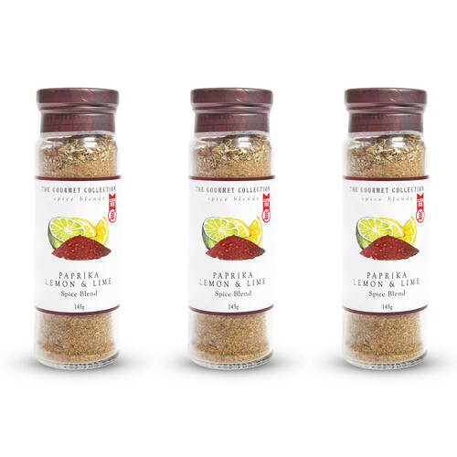 3PK Hot Shots The Gourmet Collection Spice Blend Paprika Lemon & Lime 145g Seasoning