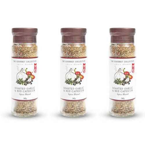 3PK Hot Shots The Gourmet Collection Spice Blend Roast Garlic & Red Capsicum 140g
