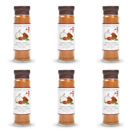6PK Hot Shots The Gourmet Collection Smoked Paprika Garlic Chilli & Chives 135g