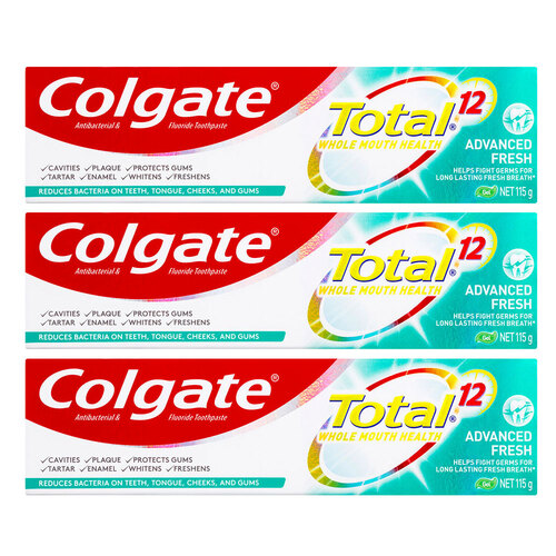 3PK Colgate Toothpaste Total Advanced Fresh 115g