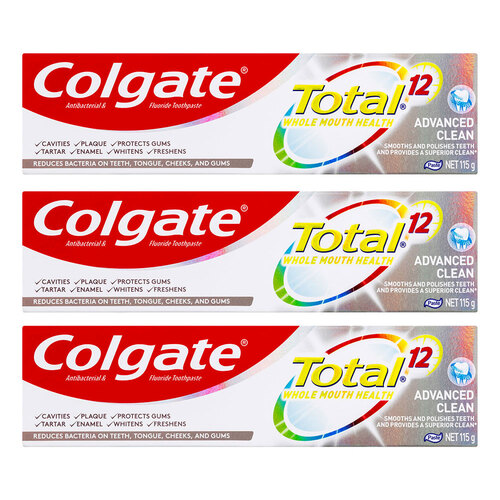 3PK Colgate Toothpaste Total Advanced Clean 115g