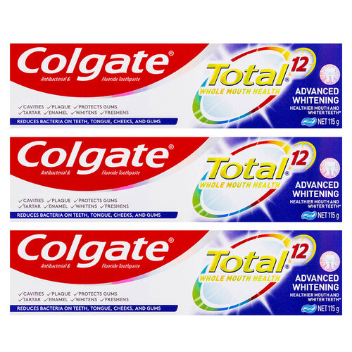 3PK Colgate Toothpaste Total Whitening 115g