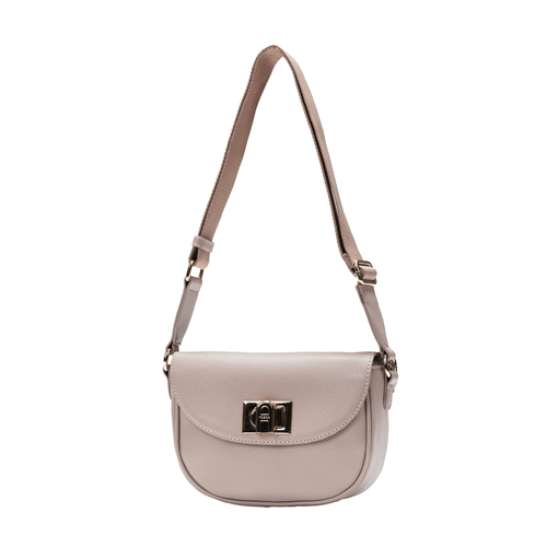 Tosca PU Small Womens Saddle Flap Crossbody Handbag 21x15cm - Apricot