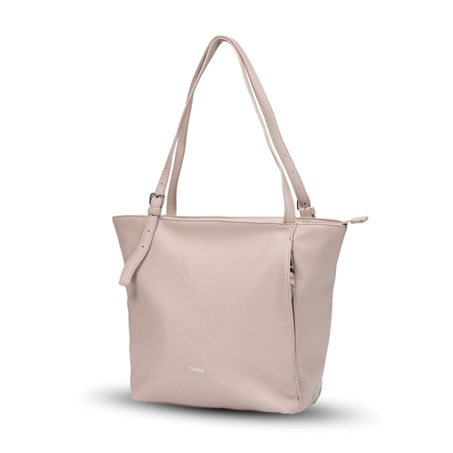 Tosca Womens PU Classic 2-Strap Tote Handbag 30x25cm - Apricot